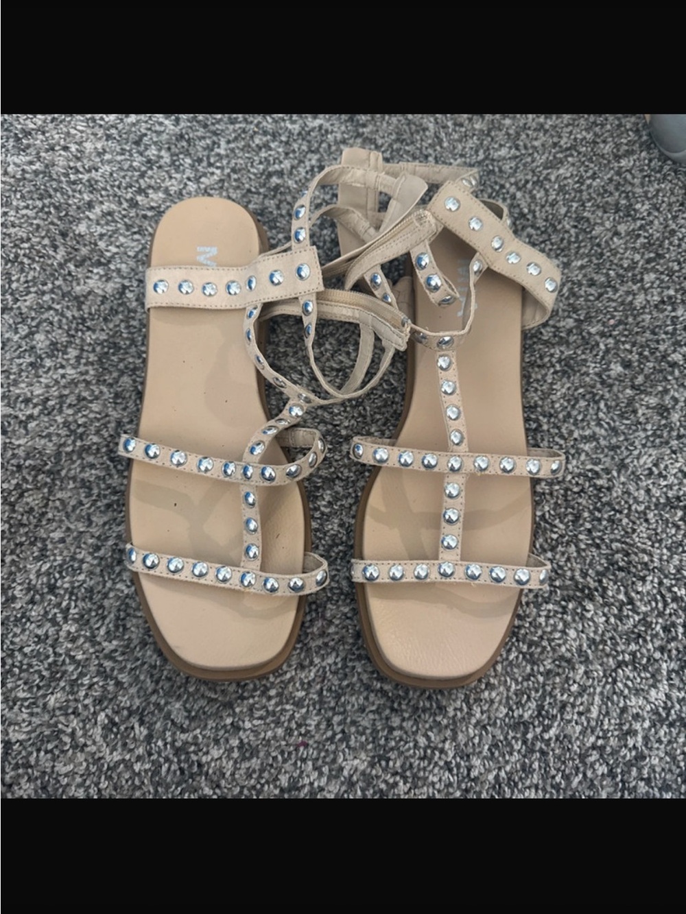 MIA Nude/Tan Jeweled Strappy Gladiator Sandals